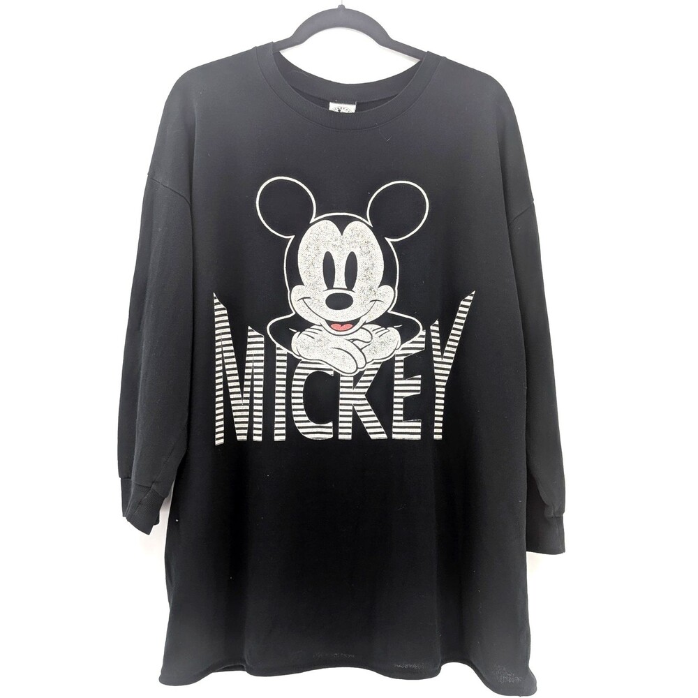 Vintage Mickey Mouse Disney Mickey & Co Sleep Sweatshirt Black White USA Large